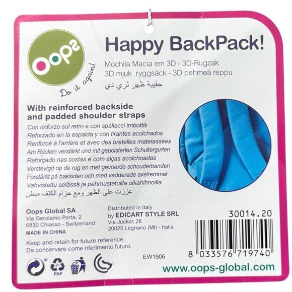 Oops Colorful Dog & City Adjustable Happy Backpack Padded Shoulder Straps. NEW. - Picture 5 of 6